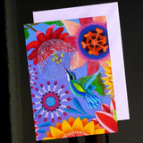 'Hummingbird with passion flower' card