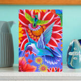 'Hummingbirds with gazanias' card