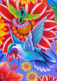 'Hummingbirds with gazanias' card