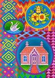 'Little house and swan' card