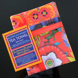 'Blooms in a basket' tea towel
