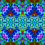 'Blue folk flowers' card