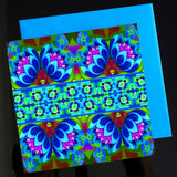 'Blue folk flowers' card