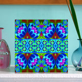 'Blue folk flowers' card