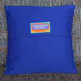 'Blue folk bird' velvet cushion (small)