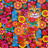 'Cat with flowers' card