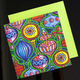 'Christmas baubles' card