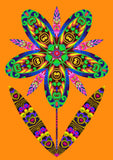 'Flower cutout on orange' card