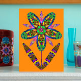 'Flower cutout on orange' card
