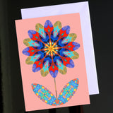'Flower cutout on pale pink' card