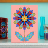 'Flower cutout on pale pink' card