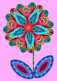 'Flower cutout on pink' card