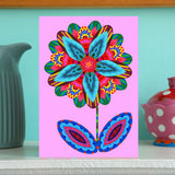 'Flower cutout on pink' card