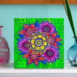 'Flowers on green' card