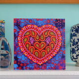 'Folk heart on blue' card