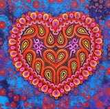 'Folk heart on blue' card