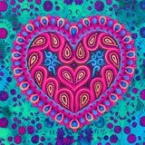 'Folk heart on green' card