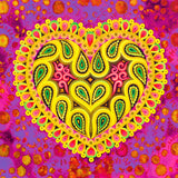 'Folk heart on pink' card