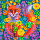 'Fox with flowers' card