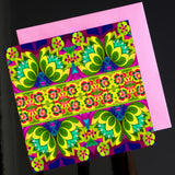 'Green folk flowers' card