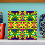 'Green folk flowers' card