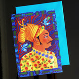 'Maharaja with blue birds' card