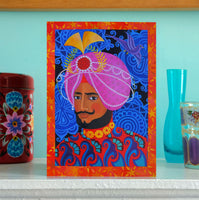 'Maharaja with pink turban' card