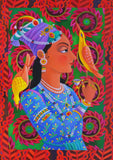 'Maharani with two birds' card
