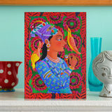 'Maharani with two birds' card