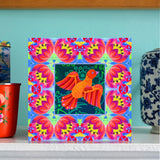 'Orange folk bird' card