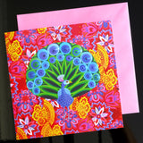 'Peacock and pattern' card
