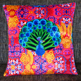 'Peacock' velvet cushion