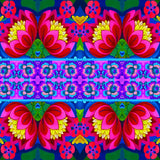 'Pink folk flowers' card