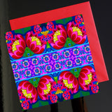 'Pink folk flowers' card