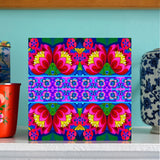 'Pink folk flowers' card