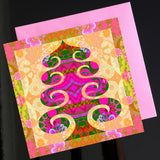 Christmas Card Pack 'Tree in pink' X 6
