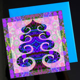 Christmas Card Pack 'Tree in purple' X 6