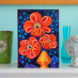 'Red blooms with berries' card