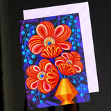 'Red blooms with berries' card