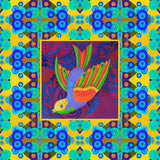 'Swooping folk bird' card