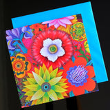 'Bright blooms with poppy' card
