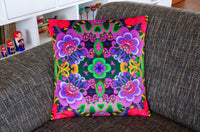 'Exotic flower' velvet cushion (purple)