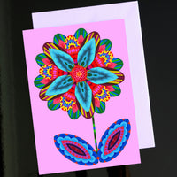 'Flower cutout on pink' card