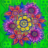 'Flowers on green' card