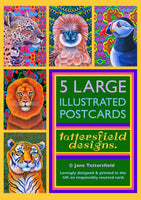 'Animals' 5 Large Illustrated Postcards set