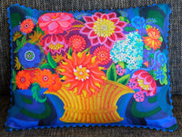 'More blooms in a basket' cushion