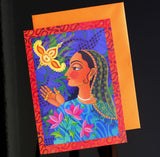 'Maharani with yellow bird' card