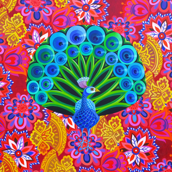'Peacock and pattern' card