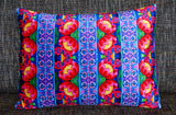 'Pink folk flowers' velvet cushion