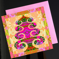 Christmas Card Pack 'Tree in pink' X 10